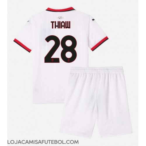 Camisa de Futebol AC Milan Malick Thiaw #28 Equipamento Secundário Infantil 2024-25 Manga Curta (+ Calças curtas)